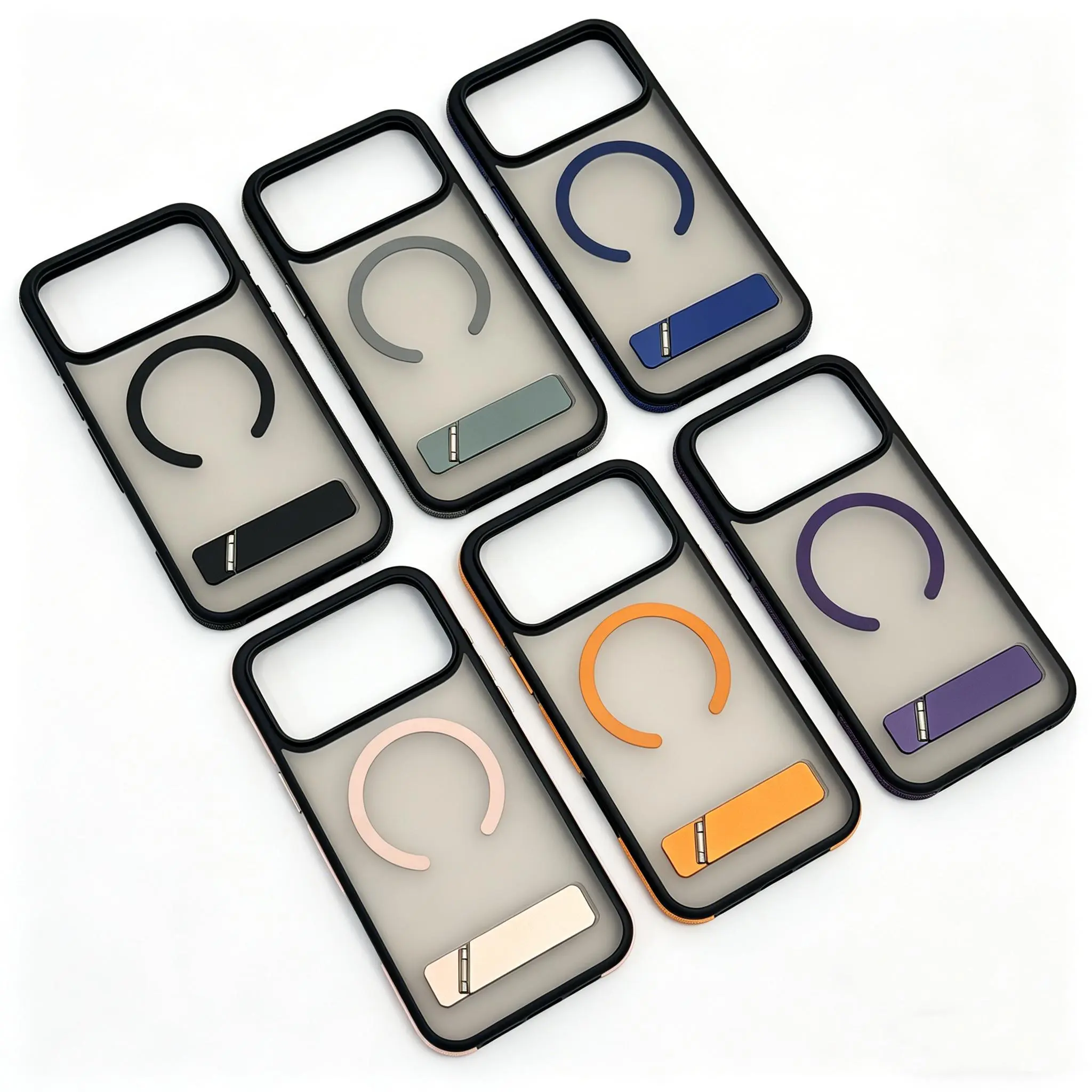 Tilted One-Piece Kickstand Compatible for iPhone TPU+Aluminum Alloy  2300 Magnetic Force Shockproof Protective Full Protection & Hands-Free for Daily Use