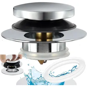 Universal Bathtub Drain Stopper,Bathroom Tub Drain Plug Pop Up,Replaces Bath Tuh Lift and Turn, Tip-Toe and Trip Lever, Solid Brass, Suitable for 1 3/8" and 1 1/2" Bath drains