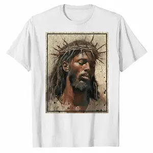 Black Jesus Shirt Face Of Jesus Cross With Crown Of Thorns T-Shirt
