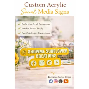 Custom Acrylic Social Media Sign | Business Name Display watermark | Instagram Facebook TikTok Logo Sign