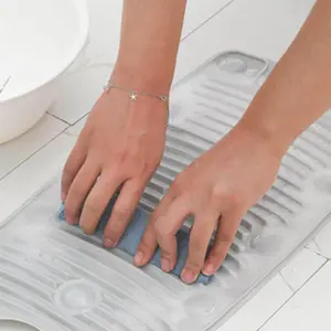Foldable Silicone Washboard Suction Cups Non-Slip Home Washing Board for Laundry Portable Multifunctional Cleaning Tool Random Color