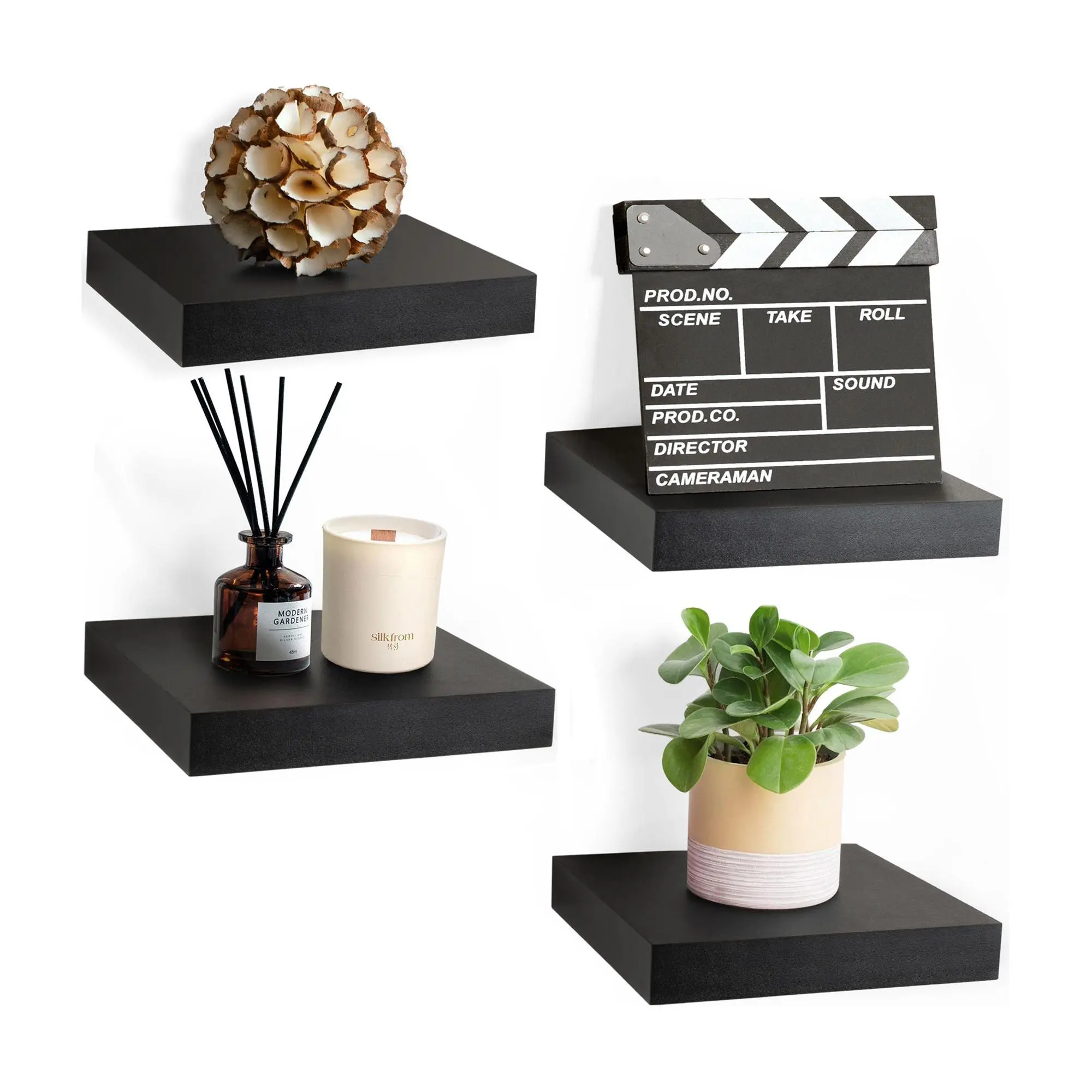 Sorbus 4 Pack 9" Square Floating Shelf for Wall Sorbus 4 Pack 9" Square Floating Shelf for Wall