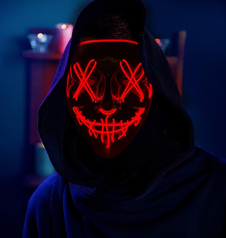 LED Halloween Mask with 4 Lighting Modes, Scary Spooky Mask for Festival Cosplay, Halloween Costume Masquerade Parties, Carnival, Gifts