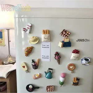 3D Creative Fridge Magnets, Simulation Food & Bread Design Refrigerator Stickers, Cute Decorative Magnetic Message Board Memo Clips for Home Kitchen Whiteboard Decoration