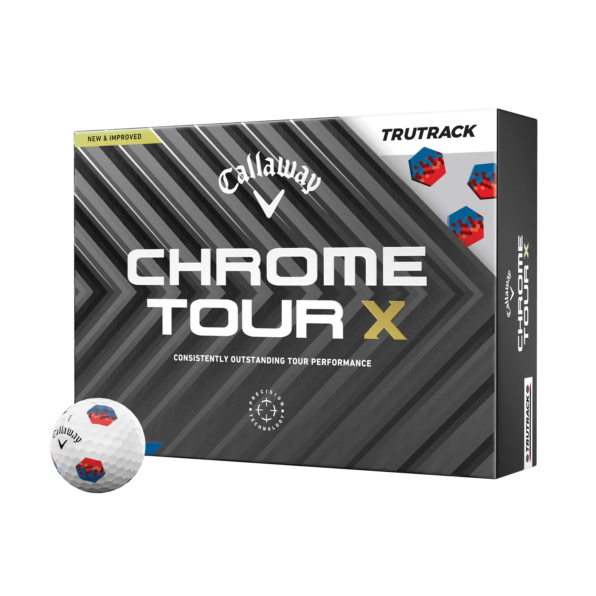 Callaway Golf Chrome Tour X TruTrack '24 Golf Balls in Blue/Red