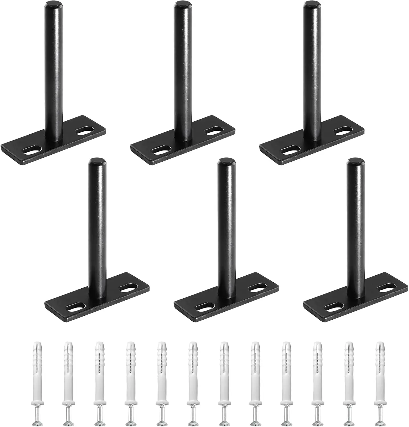 6pcs 3 Inch Floating Shelf Bracket, Heavy Duty Hidden Shelf Brackets, Matte Black Invisible Shelf Supports with Screws and Wall Plugs, Solid Cold Rolled Steel