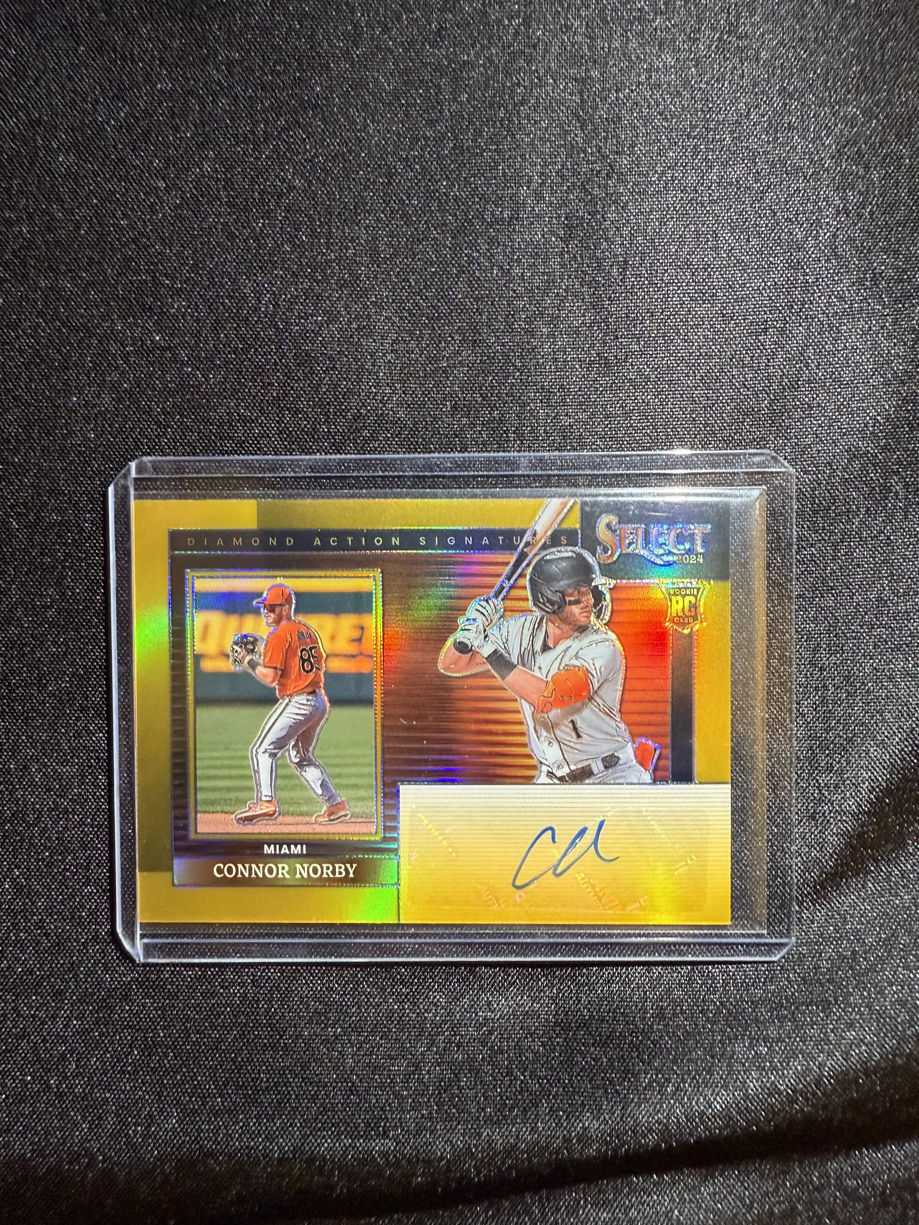 Select Connor Norby Panini Prizm Auto 10 Miami Baseball Card Limited Edition Signature Collectible