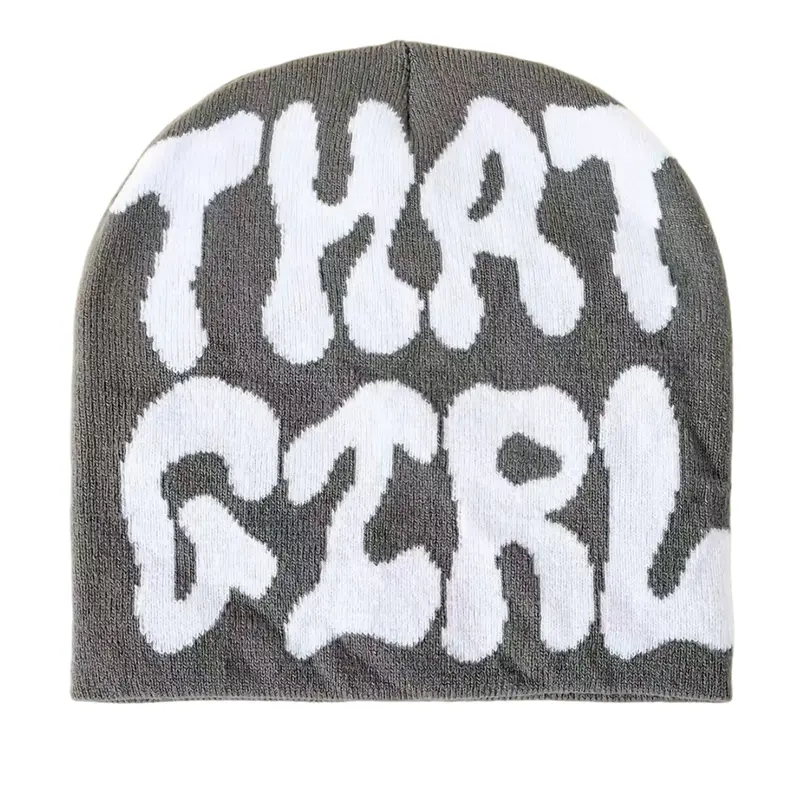 Women's Y2K Style Jacquard Knit Hat, Knitted Winter Hat, Warm Winter Accessory, Casual Fashion for Autumn & Winter Seasons, Graphic Hat