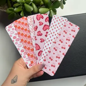 Romance Lovers Valentine Bookmark Set - Hearts, Lipstick, Leopard Print, Coquette Bows Handmade & Laminated
