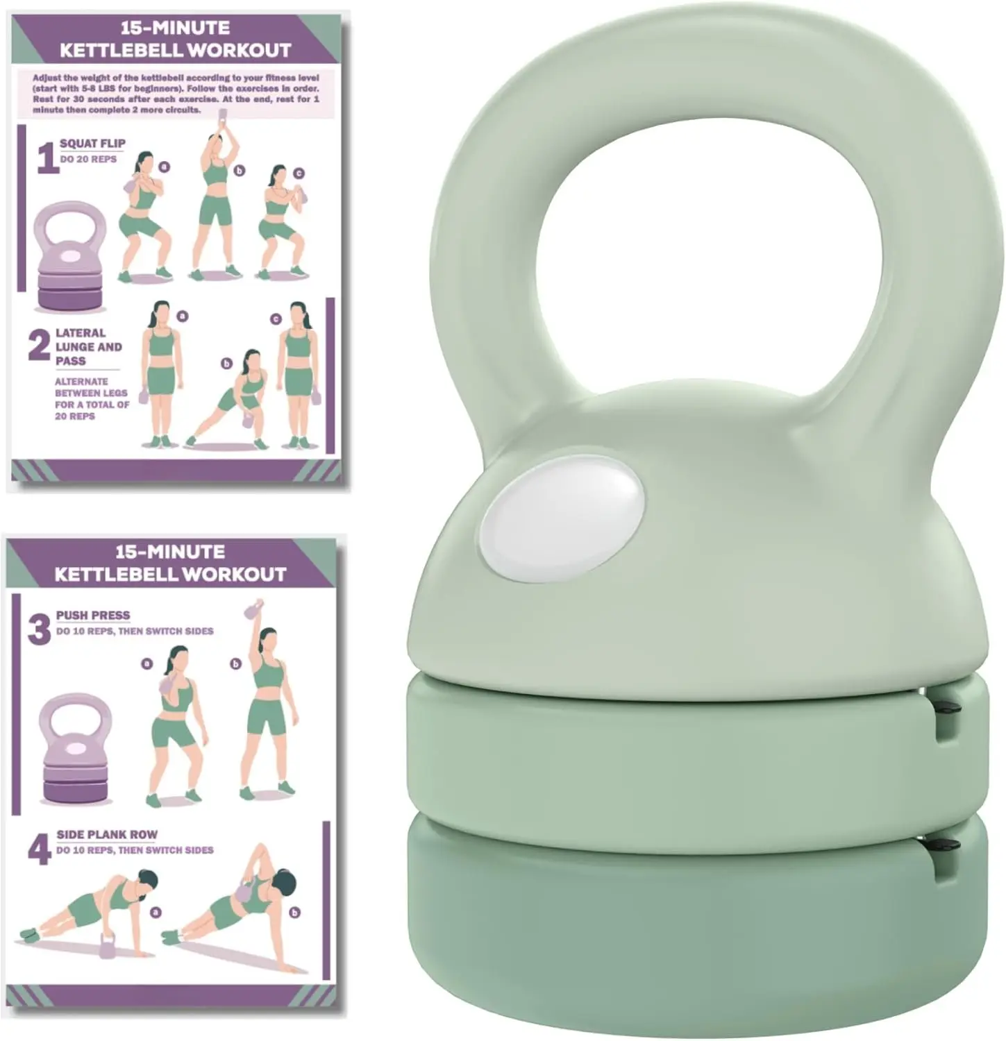 Adjustable Kettlebell | 5 lb - 12 lb | Kettlebells Weights Set for  Gym | Kettle Bell Sets for Women at