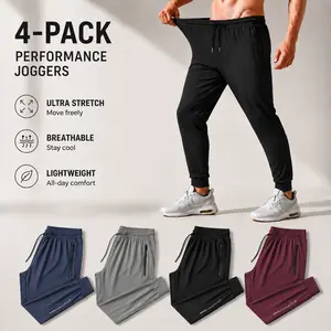 3-Pack Men's Joggers with Zipper Pockets Lightweight Cuffed Stretch Sweatpants Athleisure Outfit Big Guy Pants Athletic Workout Running Gym Fit for Spring & Summer Fashion summervibes