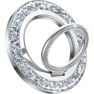 Magnetic Phone Ring for MagSafe Grip - [Super Magnet] Glitter Silver Ring Holder Stand with [Upgrade Gear Hinge], Stylish for iPhone 17 16 15 Pro Max Air, Mag Safe Mother Decor Accessories