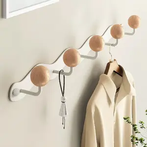 Wall Mounted Wooden Coat Hook Rack, Milk Creative Row Hooks, Hanger for Entryway, Hallway, Behind Door, Hang Clothes, Keys, Bags