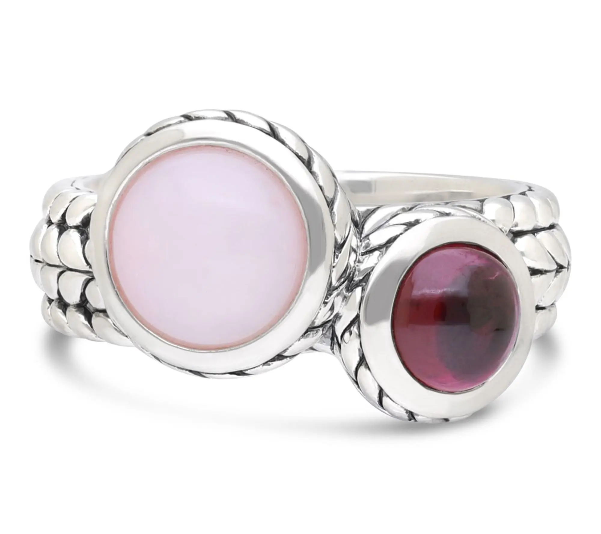 Tiffany Kay Studio Sterling Opal & Rhodolite Herringbone Ring