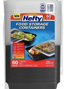 Hefty Food Storage Containers 60 Pieces 28oz Reusable Meal Prep Containers for Kitchen Organization