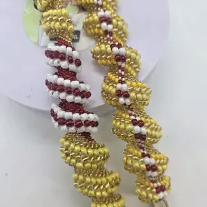 Pulsera para Orisha Oshun with Shango - Colorful Beaded Bracelet Featuring Red White and Yellow Beads