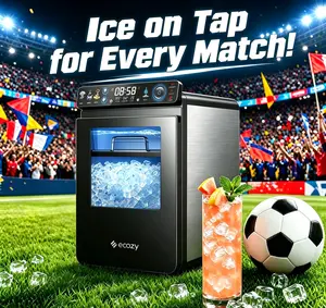 <Ice on Tap for Every Match > ecozy WiFi Smart Nugget Ice Maker Countertop, Full-Color Smart Panel Ice Machine, 44 lbs/Day, Pull-Out Water Tank, Self-Cleaning summerwins