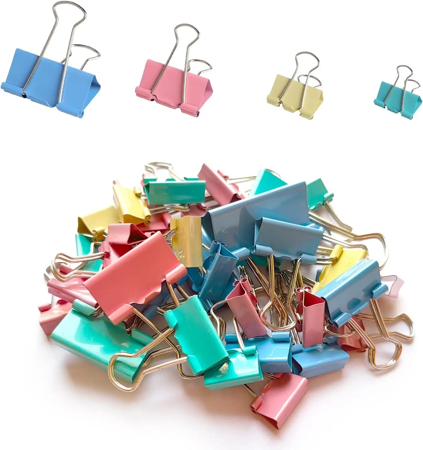 40PCS Colorful Binder Clips,Assorted Sizes Metal Paper Clips