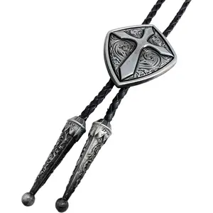 Vintage Style Western Cowboy Antiqued Cross Bolo Tie