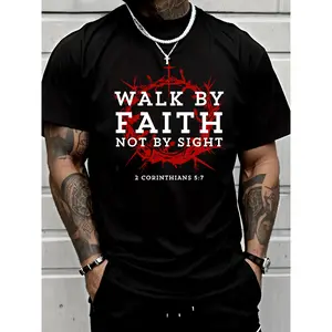 Brand Bdhjydb Pop Threads Walk by Faith Not by Sight 2 Corinthians 5 7 Graphic Tee T-Shirt for Men