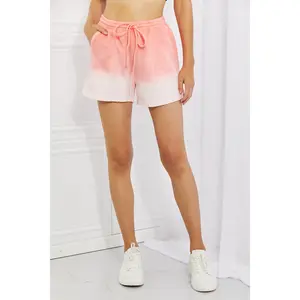 Zenana In The Zone Full Size Dip Dye High Waisted Shorts in Coral