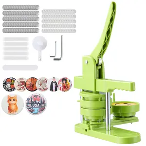 Button Maker Machine 2.95 Inch, Plastic Pin Press With 100 Button Parts, Circle Cutter, Hex Wrenches, Reinforced Ergonomic Handle, Includes Mr. Panda Magic Book, For DIY Badges And Personalized Pins, Easy Assembly