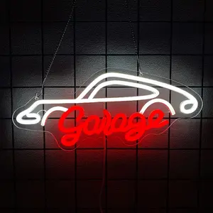 Garage Neon Sign Car Shop Garage Custom Wall Decor, Personalized Neon Light Sign for Men Cave Auto Repair Workshop Birthday Gift