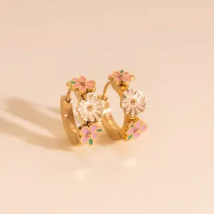 Bloom Trio 3D Huggie Hoop Earrings