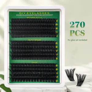 DIY Lash Clusters 270Pcs, D Curl Individual Eyelash Extensions (10-16mm Mixed), Soft Natural Segmented Lashes for Home DIY, Makeup Cosmetic (Lashes Only, No Glue or Tweezers)
