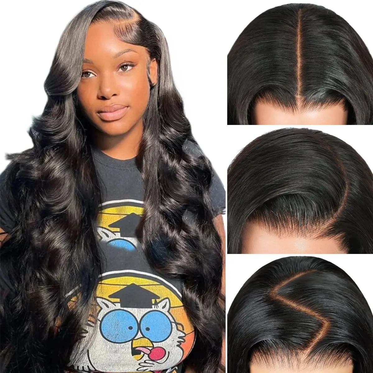 Ethiry 13x6 Body Wave Lace Front Wigs Human Hair Pre plucked Pre bleached | 200 Density Glueless HD Lace Frontal Human Hair Wigs For Women