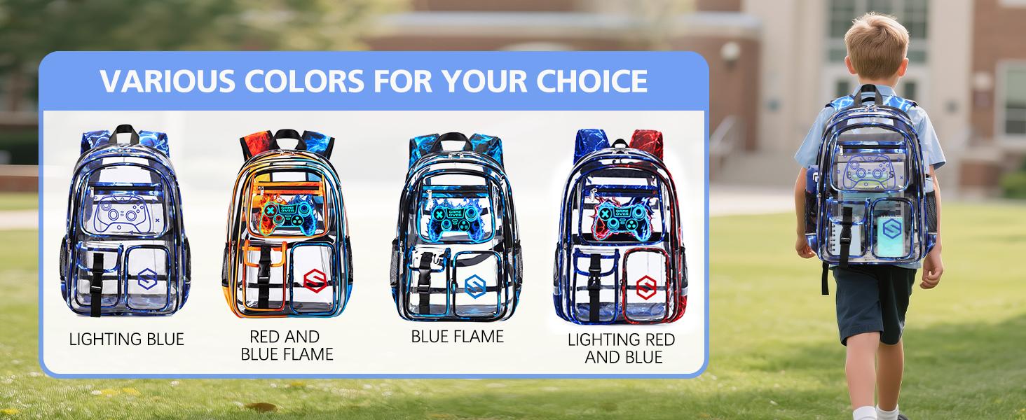 SIMILOVE 3PCS Clear Backpack Bundle with Lunch Bag & Pencil Case,Transparent PVC 17.7'' School Backpack Heavy Duty for School Stadium Event Treval SIMILOVE 3PCS Clear Backpack Bundle with Lunch Bag & Pencil Case,Transparent PVC 17.7'' School Backpack Heavy Duty for School Stadium Event Treval
