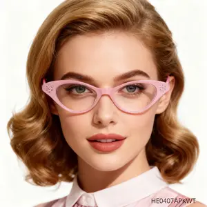 Vintage Cat Eye Pink Glasses, Retro 50s 60s Style Clear Lens Eyeglasses for Women