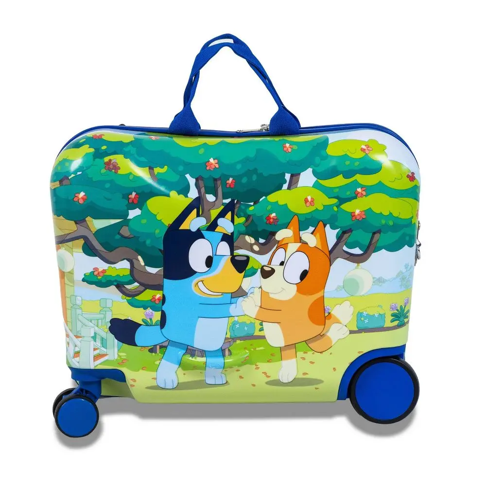 Bluey Checked Hardside Ride-On Luggage, Hardside Carry Luggage for Kids
