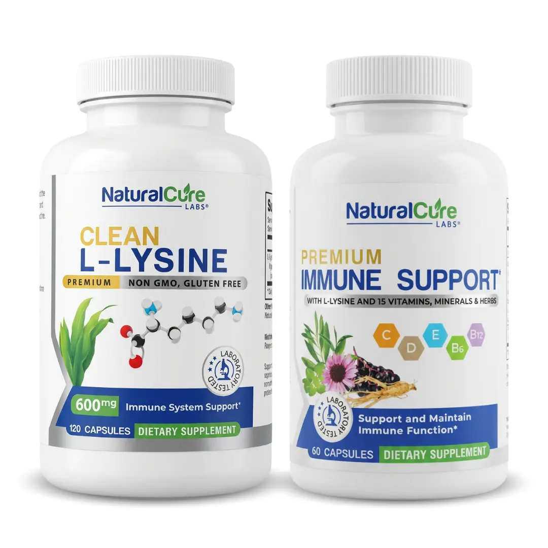 2 Bottle Combo : Clean L-Lysine & Premium Immune Support - Trusted Support for Energy, Immunity, and Recovery