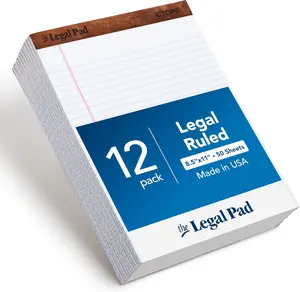 The Legal Pad Brand 8.5 x 11 3/4 Legal Pads 12 Pack Wide Ruled White Paper 50 Sheets Per Pad Made in the USA 7533 Professional Layout Sturdy Back Clean Page Removal Bright White Pages Bulk 12-Pack