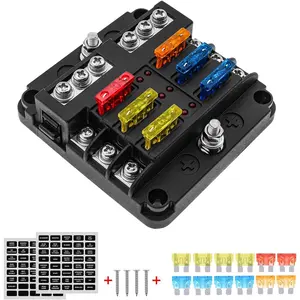 12V Fuse Block for Boat, 6 Way Marine Fuse Block with LED Indicator, ATC/ATO Waterproof Blade Fuses Box, 6 Circuits Fuse Panel for Marine Car RV Truck