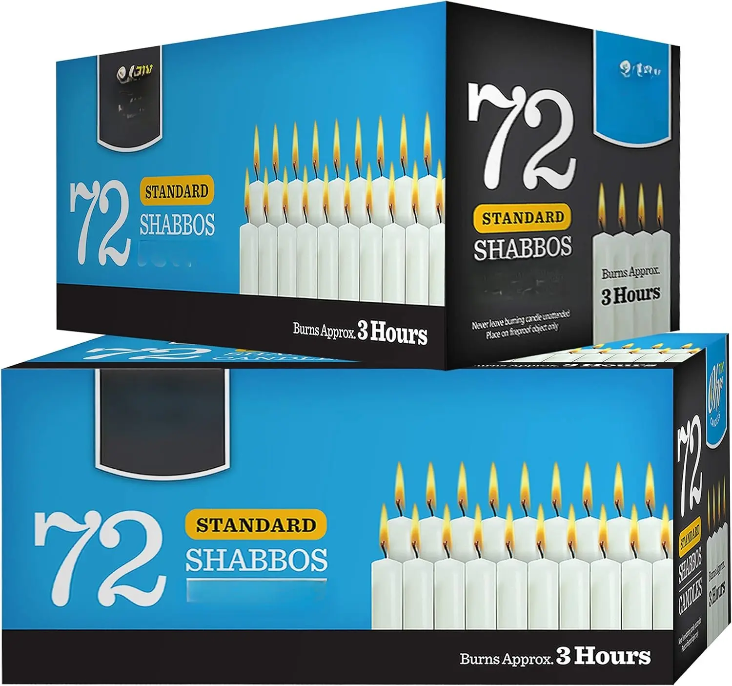 Shabbat Decor Candle - Smooth Wick, 3-Hour Burn Time, 2-Pack (72 Count Per Pack, 144 Total Count)