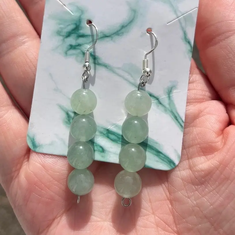 Handmade 8mm Green Aventurine Crystal Earrings