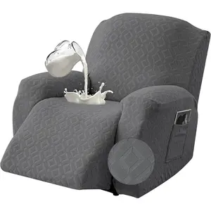 Gennia Waterproof Recliner Chair Cover,Stretch Reclining Sofa Covers with Pockets,Washable Lazy Boy Recliner Slipcovers,Leakproof Couch Protector for Kids, Pets, Dog and Cat (XL-Recliner, Dark Gray)
