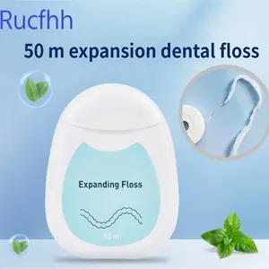 Expanding Dental Floss, 50m Mint Flavor, Extra Wide Design for Large Gaps, Gentle Care for Sensitive Gums, Effective Plaque Removal, 1 Pack