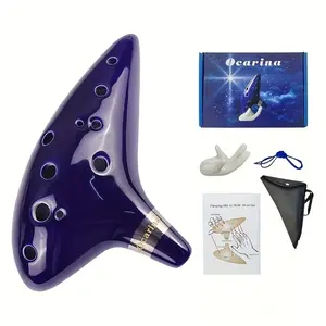 Ff Bonfires 12 Hole Ceramic Ocarina Flute, Durable & Stylish Musical Instrument for Flute Players, Perfect Gift Idea