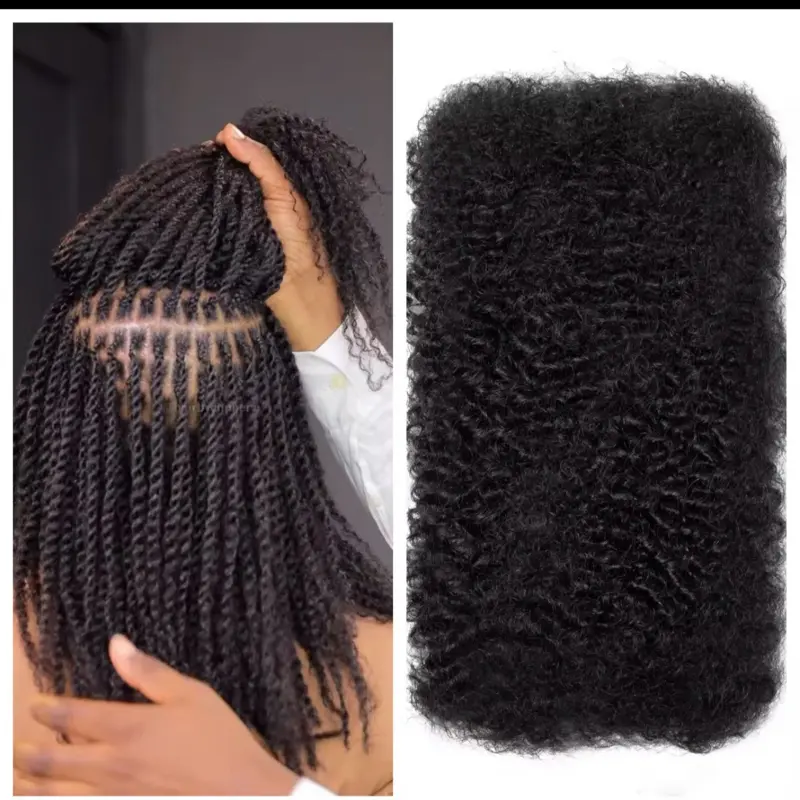 30g/pack of Afro Kinky Bulk Human Hair Bulk for Braiding Double Drawn Mini Twist Microlocs Hot Braids Hair Bulk Extension Black Blonde