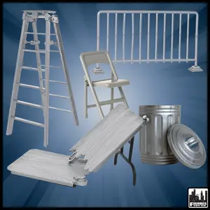 Set of 5 Wrestling Figure Accessories [Solid Silver Edition] for WWE & AEW Action Figures