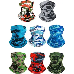 Summer Camo Neck Gaiter UV Protection Cooling Face Mask Sun Hood Bandanas for Men Women Sunscreen Breathable Bandana