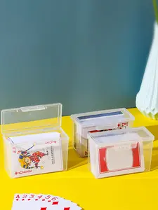 6-Pack Transparent Card Storage Boxes, Plastic Flip-Top Organizers for Business Cards, Small Card Holder and Desk Organization, Desk Organizer Tidy