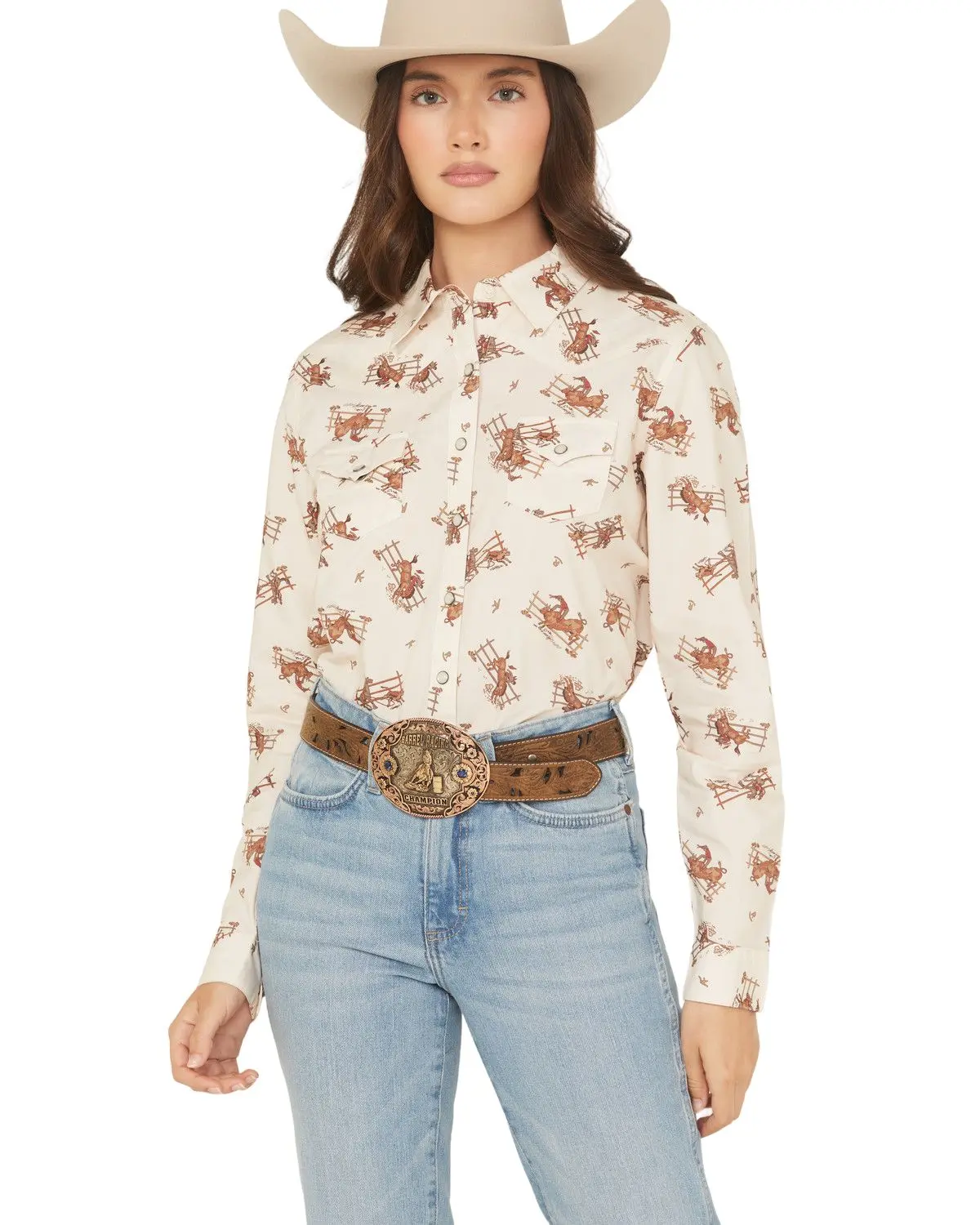 Cruel Girl Women's Women'S Horse Rider Conversational Print Long Sleeve - Ctw7245016