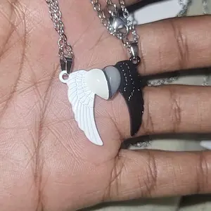 Night Glow Heart Wing Couple Necklace Set, Cute Love Pendant Bracelet Ring Jewelry Gift for Him Her, Romantic Valentine's Day Present