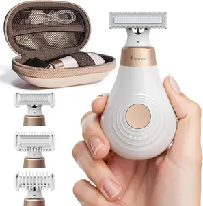 Trimcoo Women 's Mini Bikini portable Trimmer  with Magnetic Rechargeable Blade Head,USB C& Travel Lock,Wet/Dry, White electric shaver body razor Epilator Hair Shaving Products