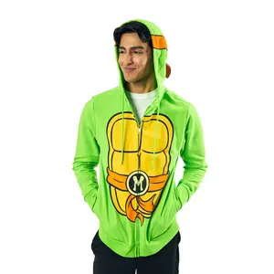 Teenage Mutant Ninja Turtles Michelangelo Long Sleeve Men's Green Cosplay Hoodie-Medium