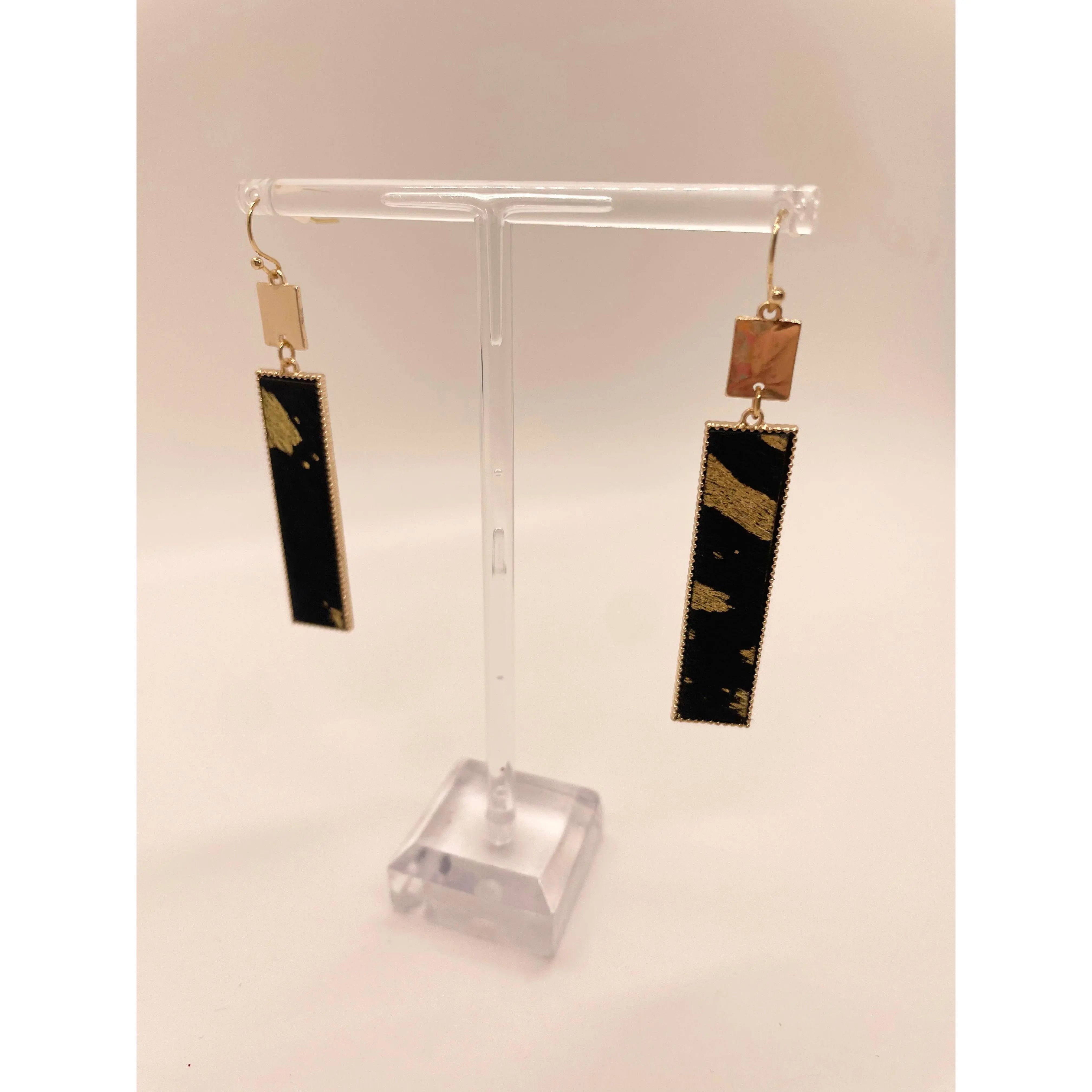 Black Cowhide Earrings